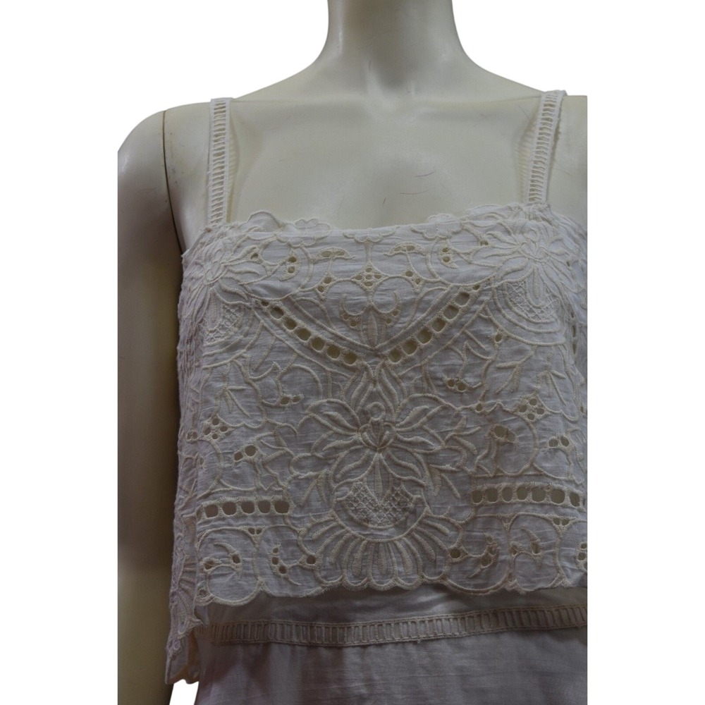 Chelsea & Violet Ivory Eyelet Lace Mini Dress Two Tier Embroidered‎ Skirt Md NWT - Picture 7 of 16